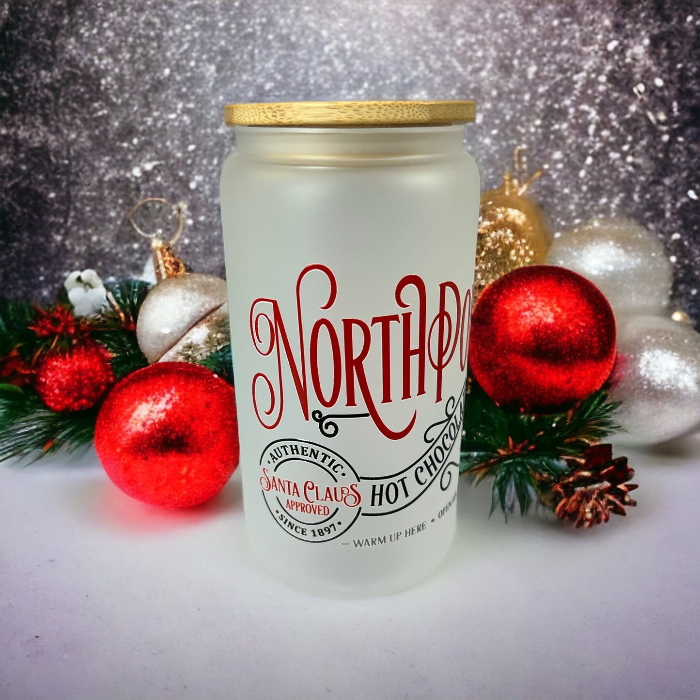 North Pole Glass Can