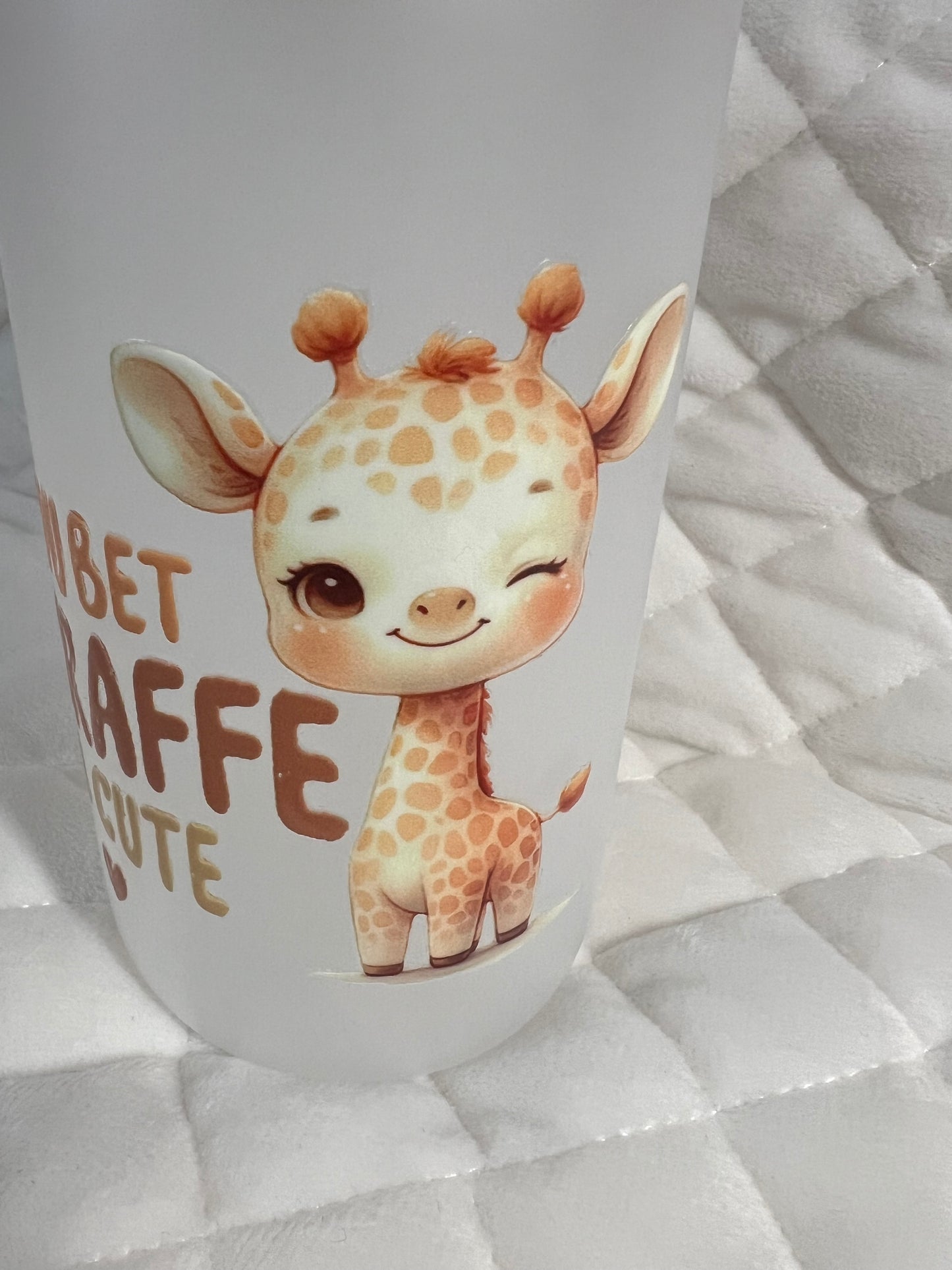 Cute Giraffe Frosted Glass Can