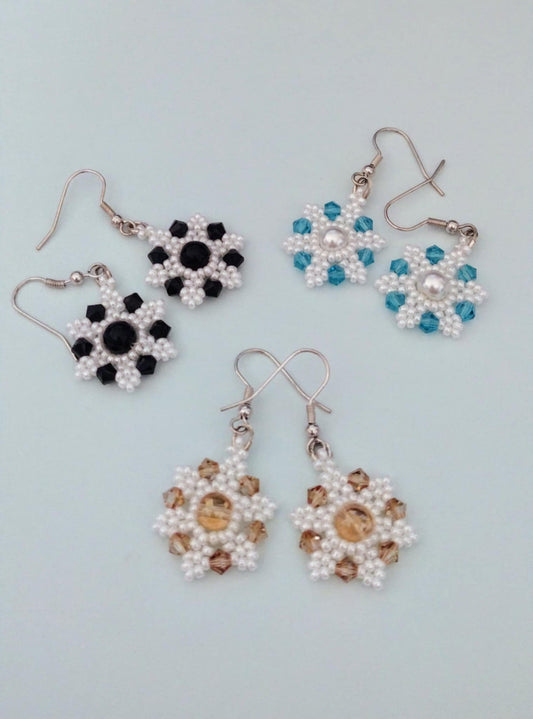 Colored Winter Snowflake Earrings