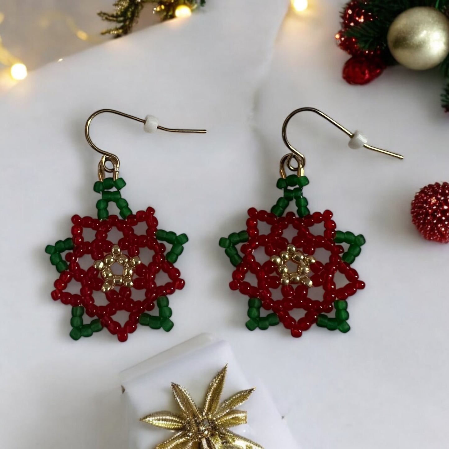 Christmas Poinsettia Earrings