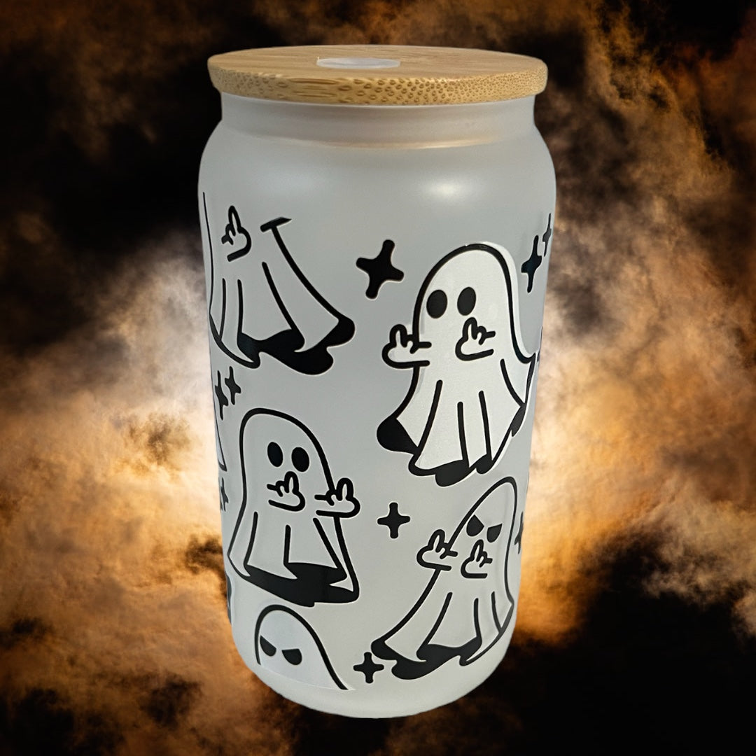 1 Finger Halloween Ghost Glass Can