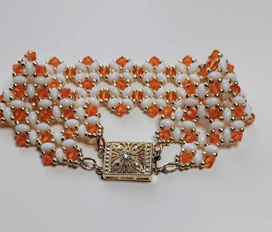 Orange & White Cuff Bracelet