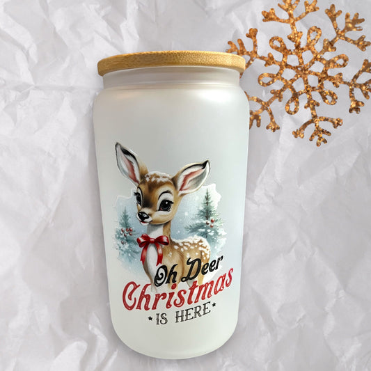 Deer Christmas Glass Can